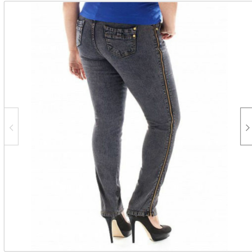 NEW baby Phat Zipper Side skinny Stretch Jeans 14 PLUS SIZE